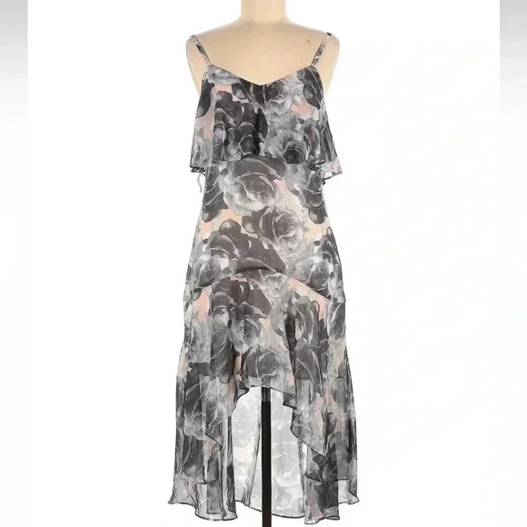 Ali & Jay Tiered Ruffle High Low Floral Rose Print Dress Size Medium M - Picture 4 of 6